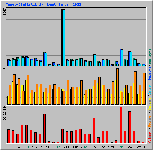 Tages-Statistik im Monat Januar 2025
